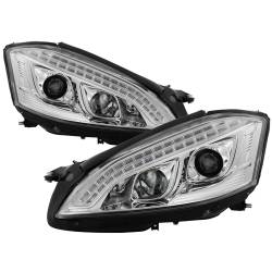 Spyder Auto DRL Projector Headlights-Chrome/Clear, Mercedes S-Class; 5083906