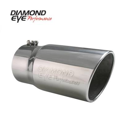 Diamond Eye - Diamond Eye 5612BRA-DE Tip Bolt-on Rolled Angle Cut-Diamond Eye Logo Embossed 4"