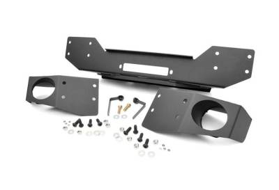 Rough Country Suspension Systems - Rough Country 1062 Hybrid Stubby Front Winch Mount Bumper w/ Fog Light Mounts