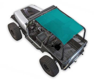 SpiderWebShade - SpiderWebShade SWS-SHDTOP-01-YJ-TEL Front/Rear Mesh Extended Bikini Top-Teal