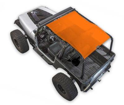 SpiderWebShade - SpiderWebShade SWS-SHDTOP-01-YJ-ORG Front/Rear Mesh Extended Bikini Top-Orange