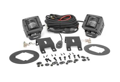 Rough Country Suspension Systems - Rough Country 70891 Black Series 2" LED Fog Light Kit-Amber DRL