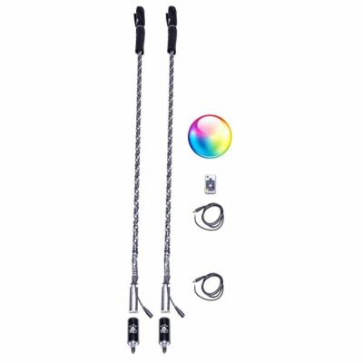 5150 Whips - 5150 Whips 24" Bluetooth Control LED Safety Whip w/ Magnet Mount & Flag-Pair