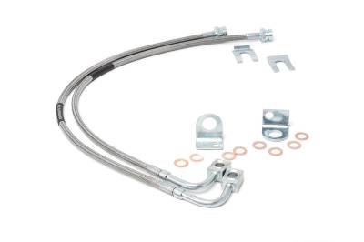 Rough Country Suspension Systems - Rough Country Rear Stainless Brake Lines, for Jeep JK w/ 4"-6" Lift; 89707