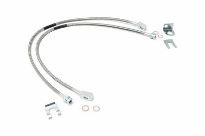 Rough Country Suspension Systems - Rough Country Front Stainless Brake Lines, for Jeep XJ/TJ w/ 4"-6" Lift; 89702