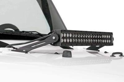 Rough Country Suspension Systems - Rough Country 20" LED Light Bar Hood Mount Brackets-Black, for Jeep JK; 70533
