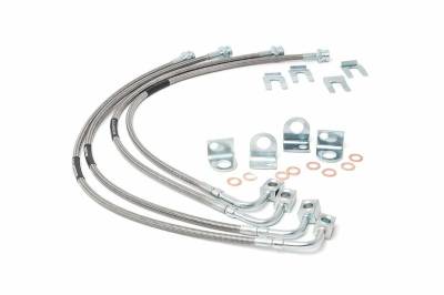 Rough Country Suspension Systems - Rough Country Stainless Brake Line Kit, for Jeep JK w/ 4"-6" Lift; 89716