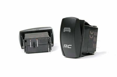 Rough Country Suspension Systems - Rough Country 2x1 Rocker Switch w/ LED Logo-Black/Blue; 709SW