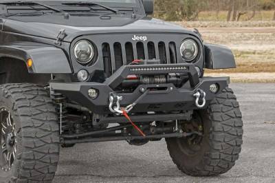 Rough Country Suspension Systems - Rough Country Heavy Duty Front Winch Bumper-Black, for Jeep JK/JL/JT; 10596