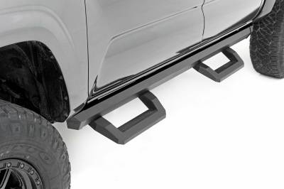 Rough Country Suspension Systems - Rough Country SR2 Drop Step Nerf Bars-Black, for 05-23 Tacoma Double; 71000A