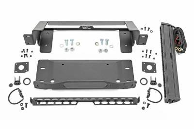 Rough Country Suspension Systems - Rough Country Winch Mount Kit w/ LED, 21-24 Bronco OEM Steel Bumper; 51067