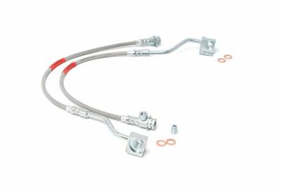 Rough Country Suspension Systems - Rough Country Front Stainless Brake Lines, 80-96 F-150 w/ 4"-6" Lift; 89310S