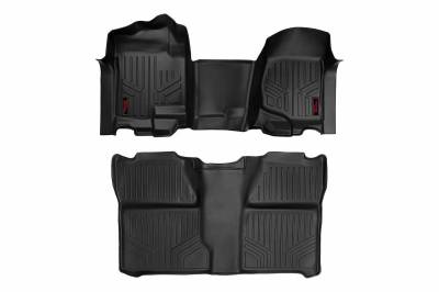 Rough Country Suspension Systems - Rough Country Fr/Rr Floor Liners-Black, 07-13 Silverado/Sierra Crew; M-21073