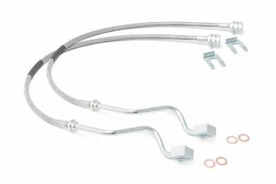 Rough Country Suspension Systems - Rough Country Front SS Brake Lines, 99-04 Ford Super Duty 4"-8" Lift; 89705