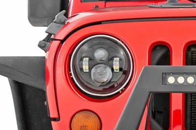Rough Country Suspension Systems - Rough Country 7" Round LED Headlights, for Wrangler TJ/JK; RCH5000