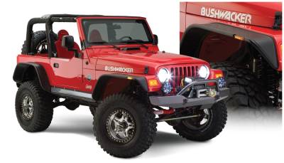Bushwacker - Bushwacker Flat Style Front/Rear Fender Flares-Black, for Jeep TJ; 10920-07