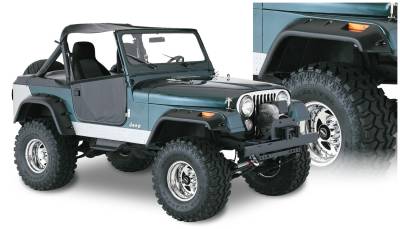 Bushwacker - Bushwacker Cut-Out Style Front/Rear Fender Flares-Black, for Jeep CJ; 10910-07