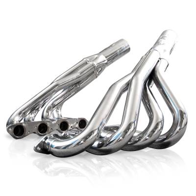 Stainless Works - Stainless Works UPBBC213S225 Stepped Upswept BBC Header 2-1/8'' to 2-1/4"