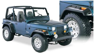 Bushwacker - Bushwacker Cut-Out Style Front/Rear Fender Flares-Black, for Jeep YJ; 10909-07