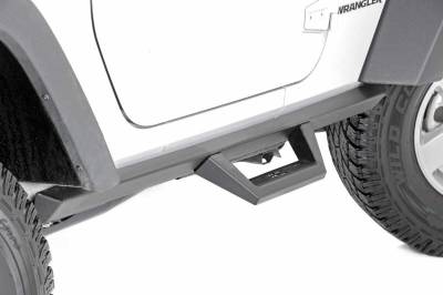 Rough Country Suspension Systems - Rough Country Contoured Drop Step Nerf Bars-Black, for Wrangler JK 2dr; 90763