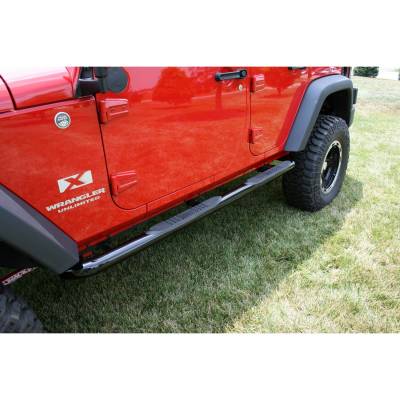 Rugged Ridge - Rugged Ridge 11590.06 3-Inch Round Tube Steps Black for Wrangler Unlimited