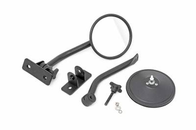 Rough Country Suspension Systems - Rough Country A-Pillar Mount Round Trail Mirrors, for Wrangler JK; 10519A