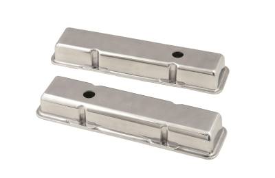 Mr Gasket - Mr. Gasket 6850 Aluminum Valve Cover Plain Top w/Baffle Short Pair