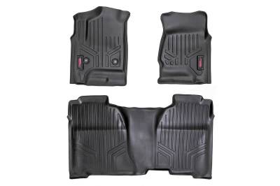 Rough Country Suspension Systems - Rough Country Fr/Rr Floor Liners-Black, 14-18 Silverado/Sierra Crew; M-21413