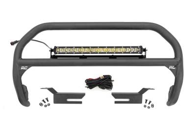 Rough Country Suspension Systems - Rough Country Front Bumper Nudge Bar w/ LEDs-Black, 21-24 Bronco; 51048