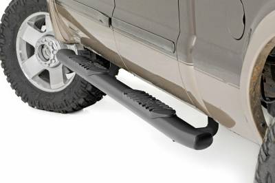 Rough Country Suspension Systems - Rough Country 4.5" Oval Tube Nerf Steps-Black, 99-16 Super Duty Crew; 21013