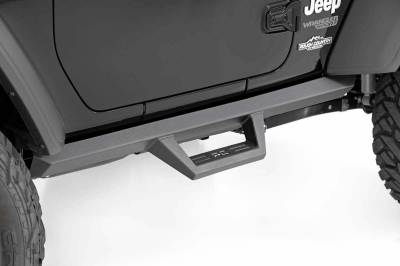 Rough Country Suspension Systems - Rough Country Contoured Drop Step Nerf Bars-Black, for Wrangler JL 2dr; 90761