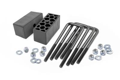 Rough Country Suspension Systems - Rough Country 2.5" Rear Block/U-Bolt Kit, 88-24 Silverado/Sierra 1500; 6521