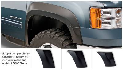 Bushwacker - Bushwacker Extend-a-Fender Front Fender Flares-Black, GMC Sierra; 40107-02