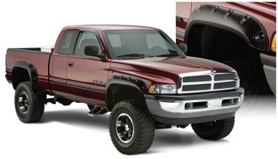 Bushwacker - Bushwacker Pocket Style Front/Rear Fender Flares-Black, for Dodge Ram; 50908-02