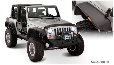 Bushwacker - Bushwacker Flat Style Front/Rear Fender Flares-Black, for Jeep JK; 10919-07