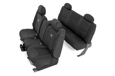 Rough Country Suspension Systems - Rough Country Front Seat Covers-Black, 99-06 Silverado/Sierra Ext; 91019