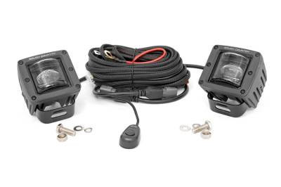 Rough Country Suspension Systems - Rough Country Black Series 2" LED Pod Lights SAE Fog-White, Pair; 70907