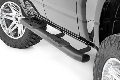 Rough Country Suspension Systems - Rough Country 4.5" Oval Tube Nerf Steps-Black, for 19-24 Ram 1500 Crew; 21004