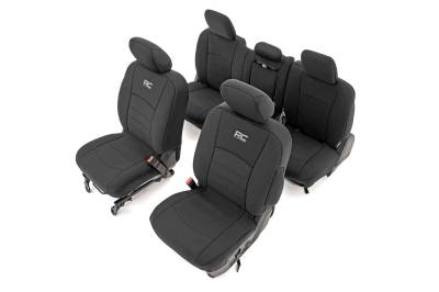 Rough Country Suspension Systems - Rough Country Front/Rear Seat Covers-Black, for 09-18 Ram Trucks Crew; 91029