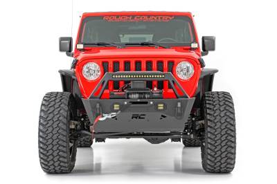 Rough Country Suspension Systems - Rough Country Front Stubby Winch Bumper-Black, for Jeep JK/JL/JT; 10597A