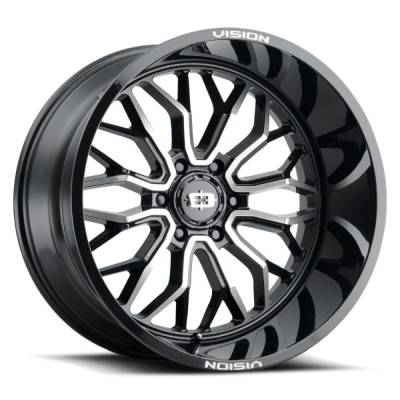 Vision Wheel - Vision Wheels 402 Riot 22x12 5x5.5 -51mm Machined/Black; 402-22285GBMF-51