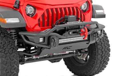 Rough Country Suspension Systems - Rough Country Tubular Front Winch Bumper-Black, for Jeep JK/JL/JT; 10647