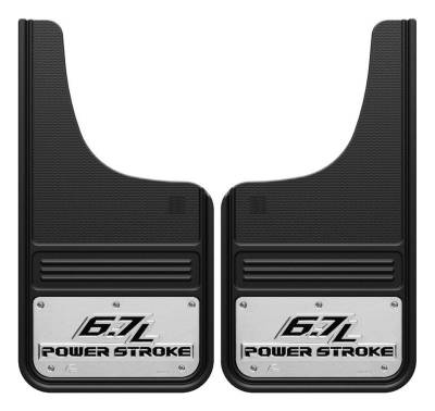 Gatorback - Gatorback 12"x23" Cut-Style Mud Flaps-Black, Powerstroke Logo; GA1223CUTP-2