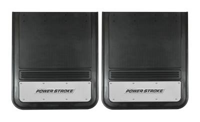 Gatorback - Gatorback 21"x24" Rear Dually Mud Flaps-Black, Powerstroke Logo; GB2124P
