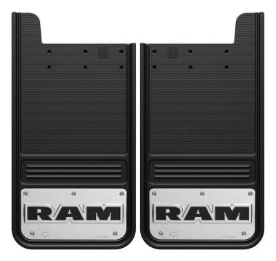 Gatorback - Gatorback 12"x23" Universal Mud Flaps-Black, for Ram Text Logo; GB1223RT