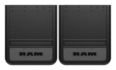 Gatorback - Gatorback 21"x24" Rear Dually Mud Flaps-Black, for Ram Text Logo; GM2124RT