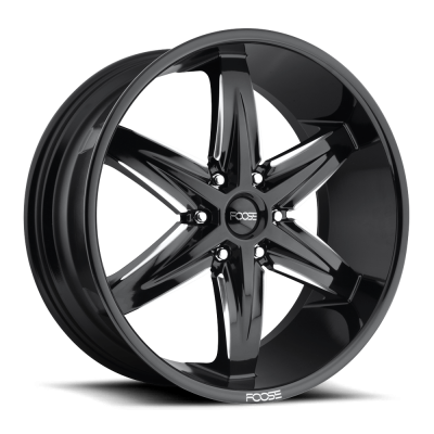 Foose 1PC - Foose Wheels F162 SLIDER 22x9.5 6x5.5 30mm Gloss Black/Milled; F162229577+30