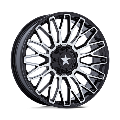 MSA Offroad Wheels - MSA Wheels M50 CLUBBER 22x7 4x137/156 0mm Gloss Black/Machined; MA050BD22704A00