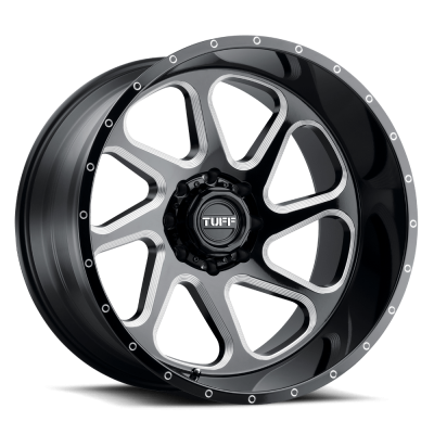 Tuff - Tuff Wheels T2B 24x14 8x6.5 -72mm Gloss Black/Milled; 2414T2B-28165B25R