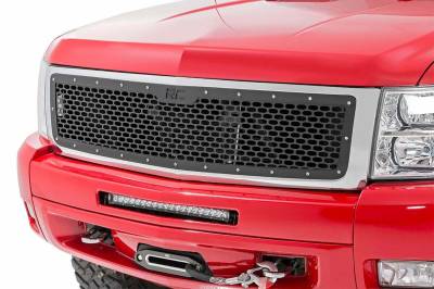 Rough Country Suspension Systems - Rough Country Front Mesh Grille Insert-Black, 07-13 Silverado 1500; 70194